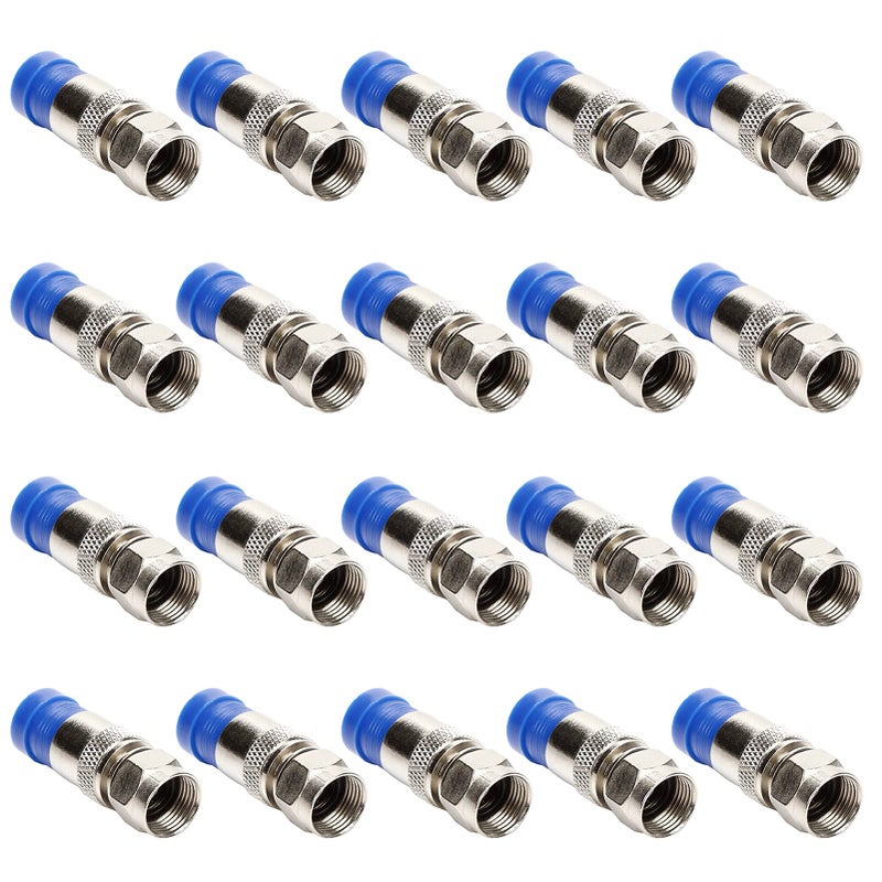 TLS.Eagle RG6 Compression F Type Straight Antenna Cable Connector Coax Adapter Pack of 20 - Image 1